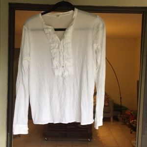 J Crew tuxedo ruffled long sleeve tee shirt